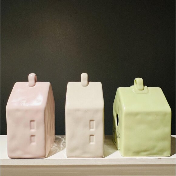 Rae Dunn Artisan Collection “HOME” Birdhouse Set of 3 – Pink, White & Green - Picture 3 of 6